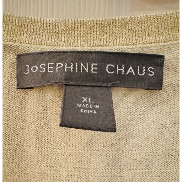 Josephine Chaus Women's Gold Sweater Cardigan Sz. XL Sparkly Holiday Button Up - Picture 5 of 10